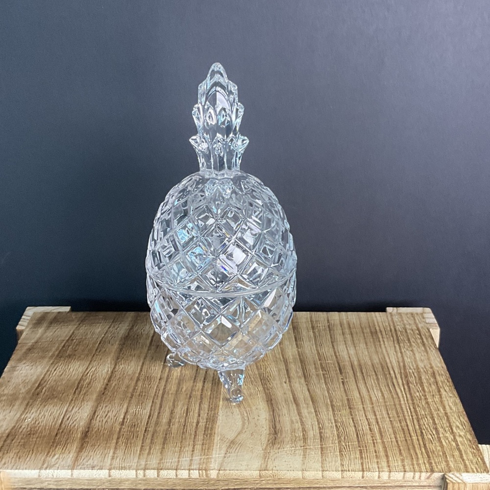 Crystal Glass Footed Pineapple Candy Dish